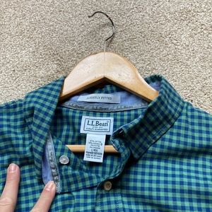LL Bean men’s checked gingham shirt never worn